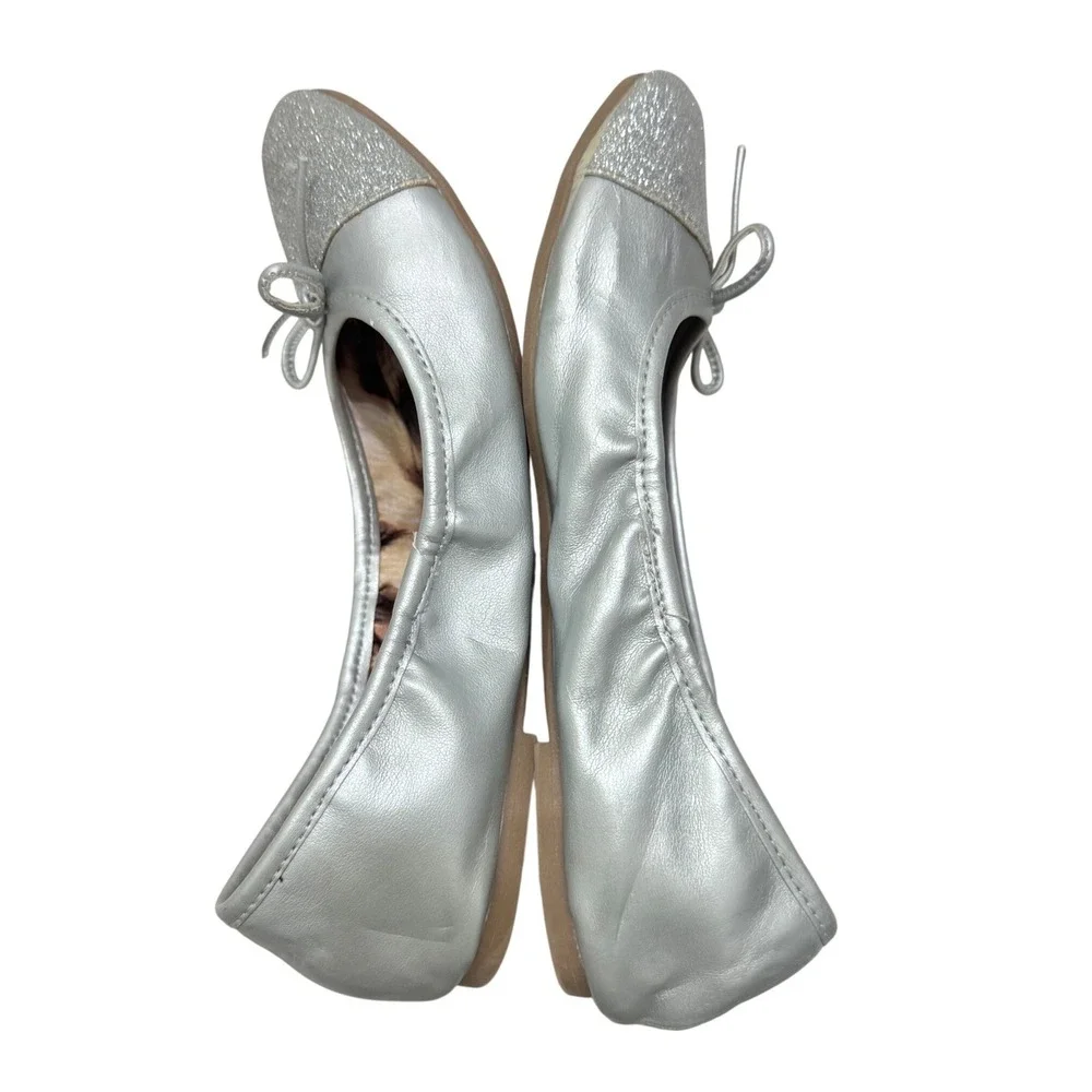 Sam Edelman‎ Farrah II Ballet Flat Girls 3M Silver Glitter Cap Toe